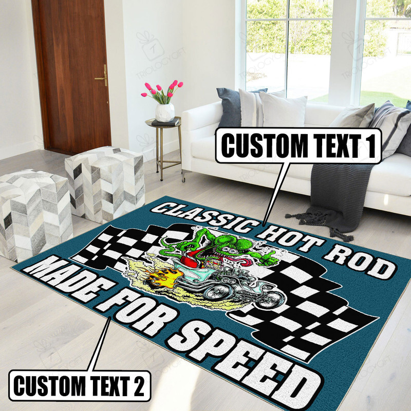 Personalized Hot Rod Rat Fink Rug Hot Rod Rug For Garage