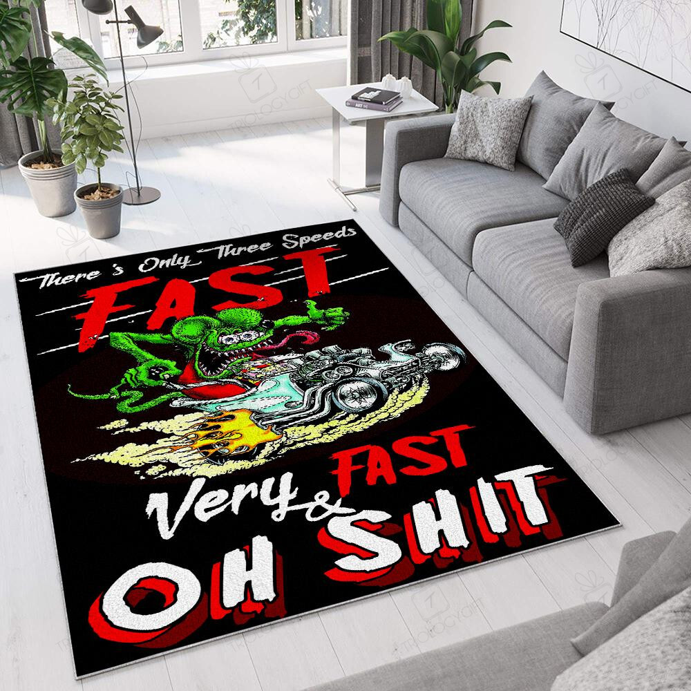 Hot Rod Fast Very Fast Rat Fink Rug Hot Rod Rug For Garage