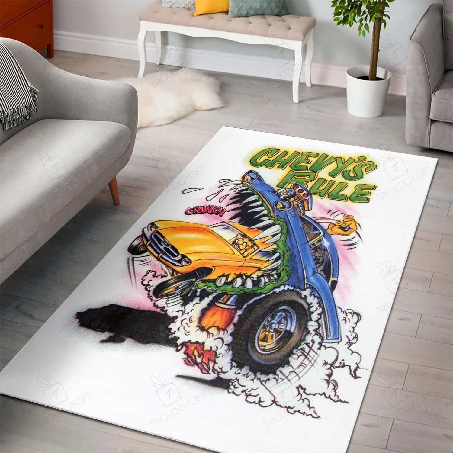 Rat Fink Chevys Rule Rug Hot Rod Rug For Garage