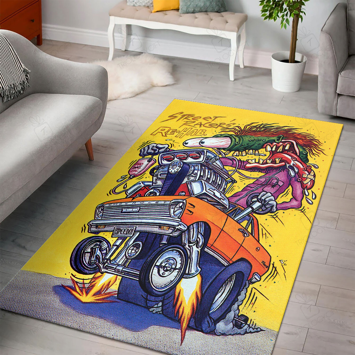 Rat Fink Street Racers Rehab Rug Hot Rod Rug For Garage
