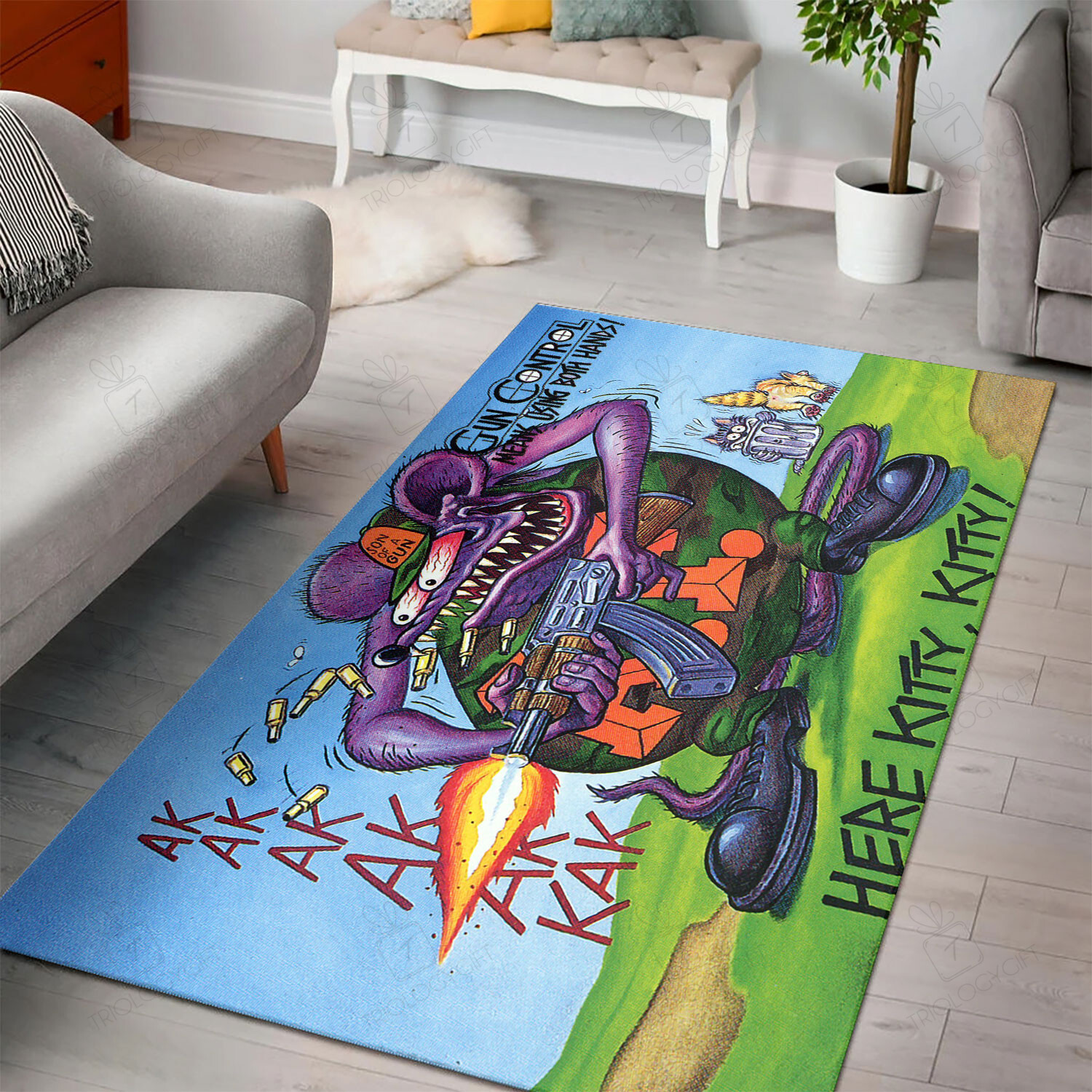 Rat Fink Gun Control Rug Hot Rod Rug For Garage