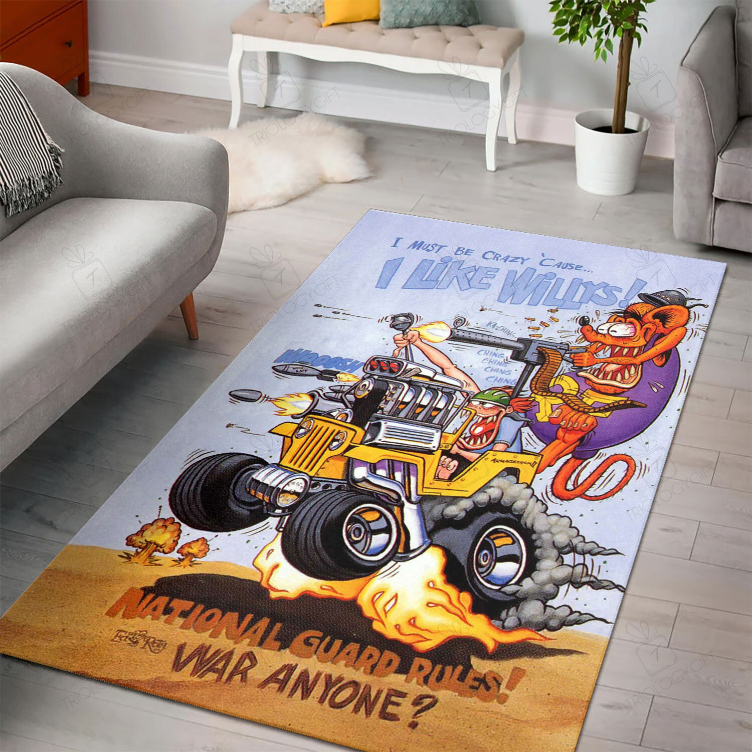 I Must Be Crazy Cause I Like Willys Rat Fink Rug Hot Rod Rug For Garage