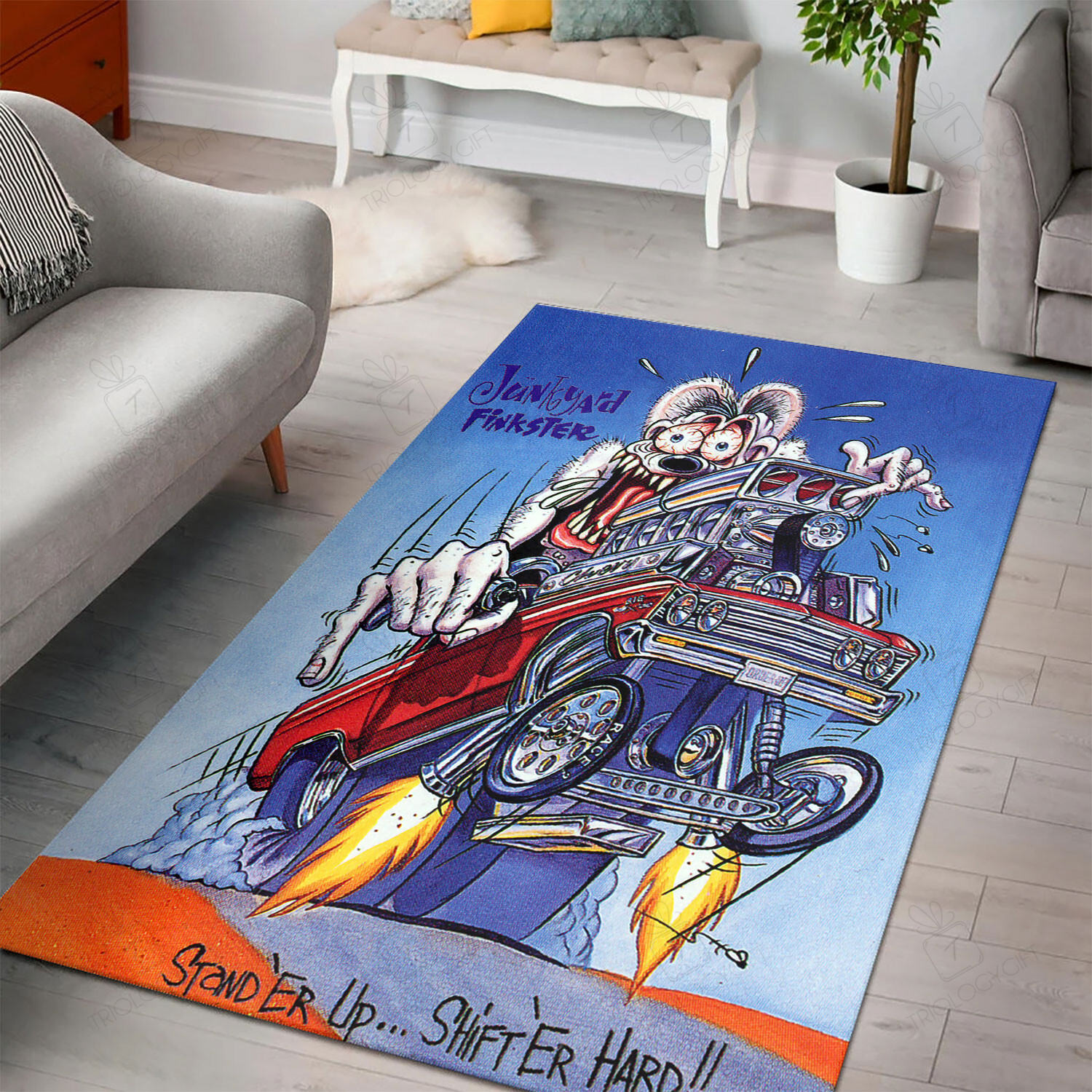 Junkyard Finkster Rat Fink Rug Hot Rod Rug For Garage