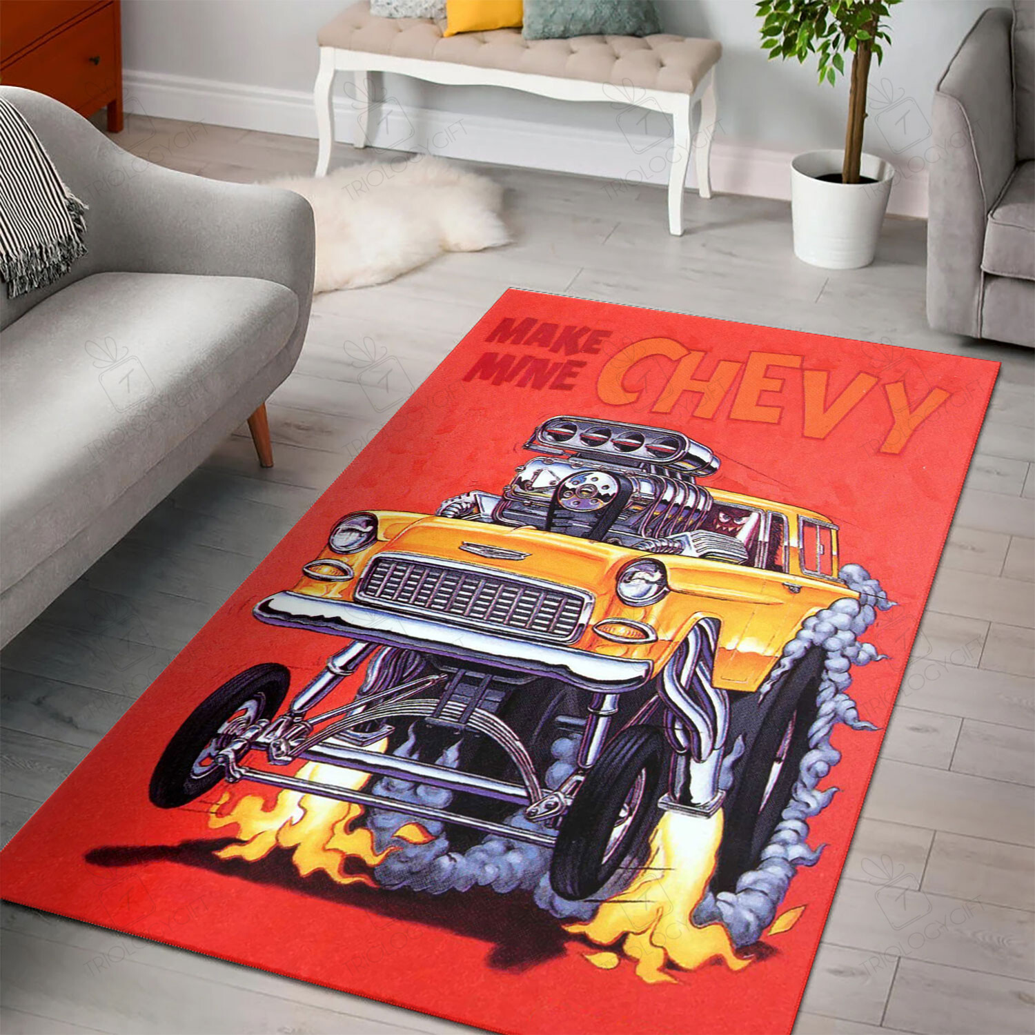 Rat Fink Make Mine Chevy Rat Fink Rug Hot Rod Rug For Garage