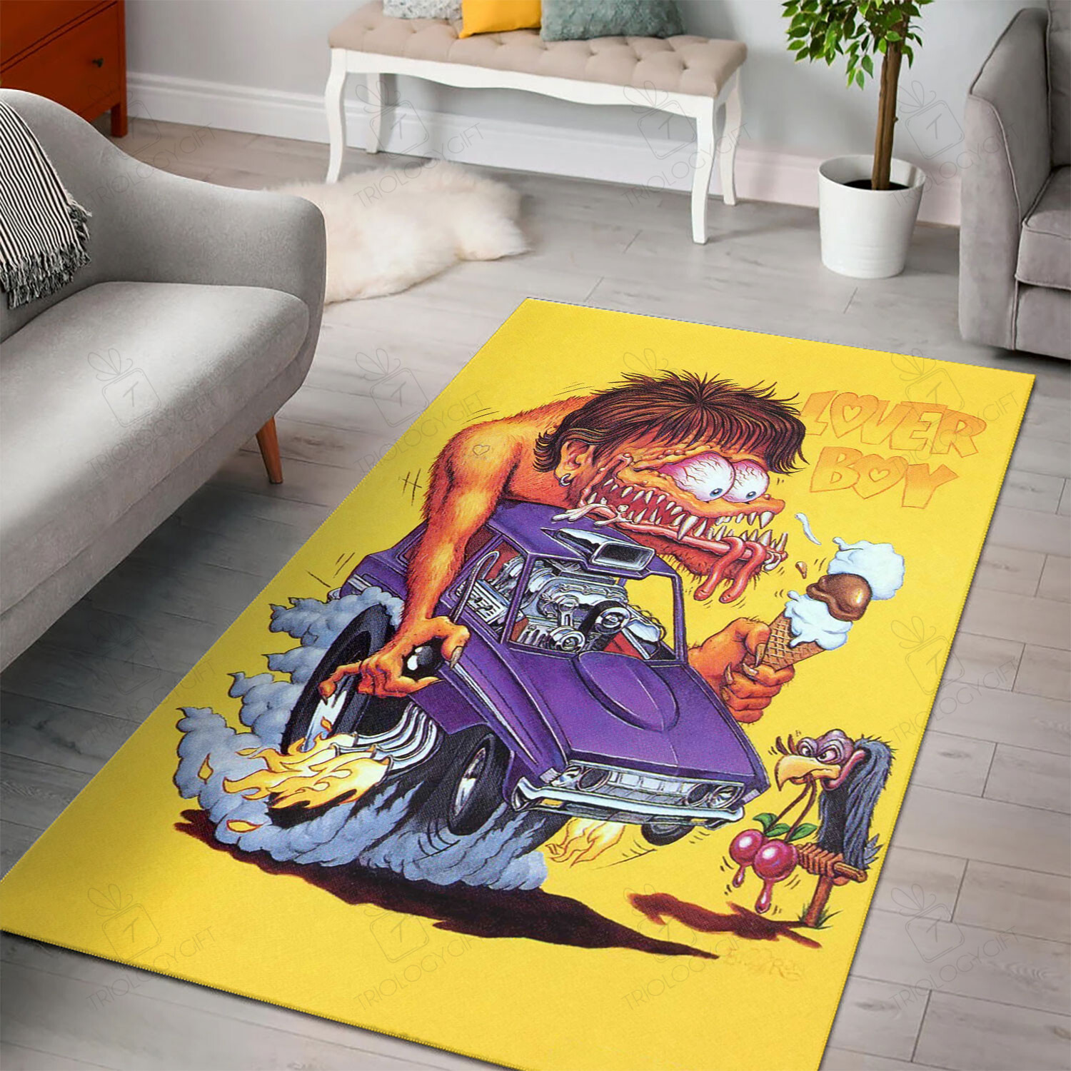 Rat Fink Lover Boy Rat Fink Rug Hot Rod Rug For Garage