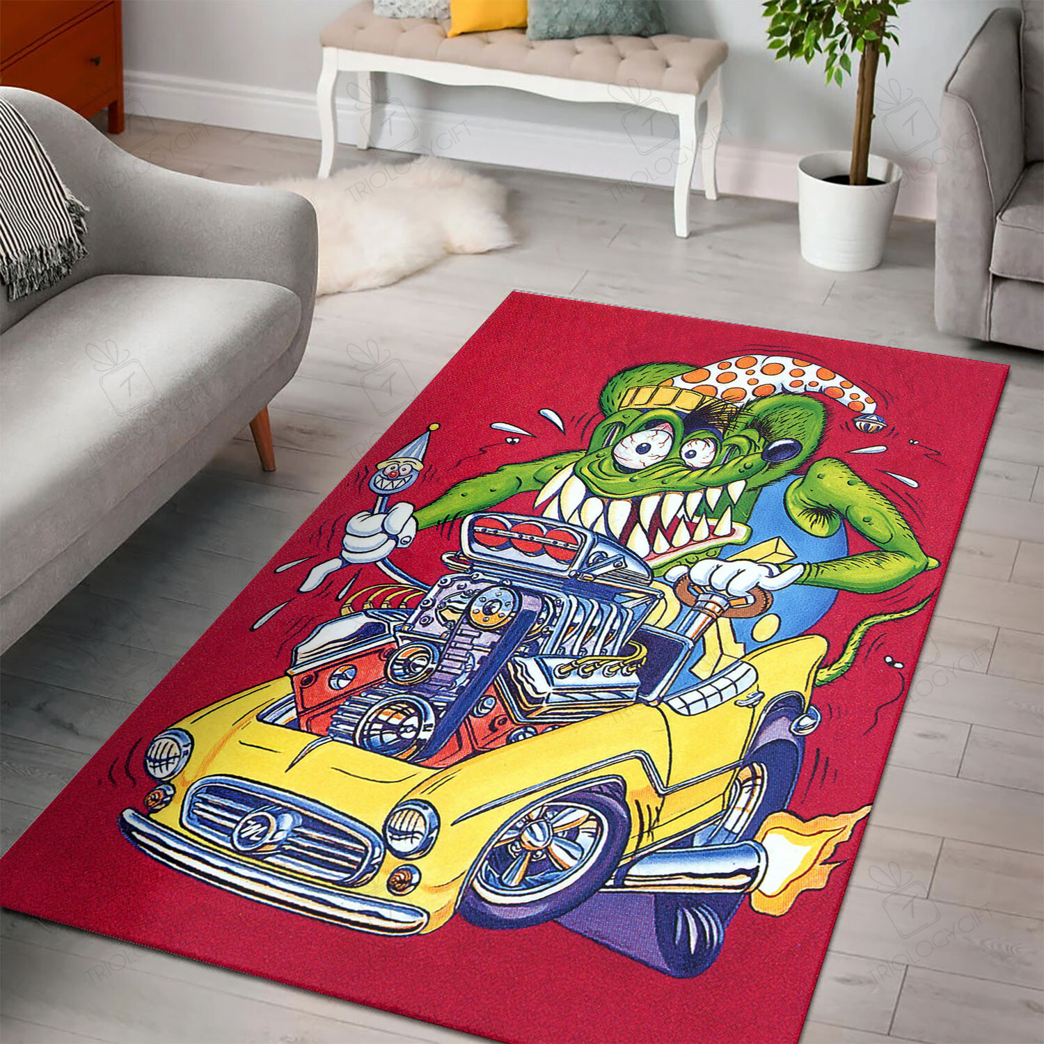 Rat Fink Riding Rat Fink Rug Hot Rod Rug For Garage