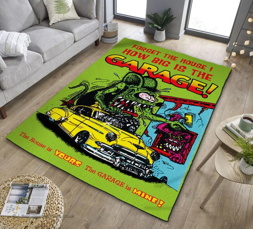 Rat Fink How Big Is The Garage Rug Hot Rod Rug For Garage