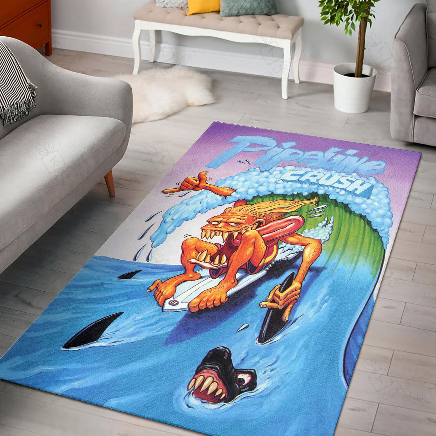 Rat Fink Pipeline Crush Skateboard Rug Hot Rod Rug For Garage