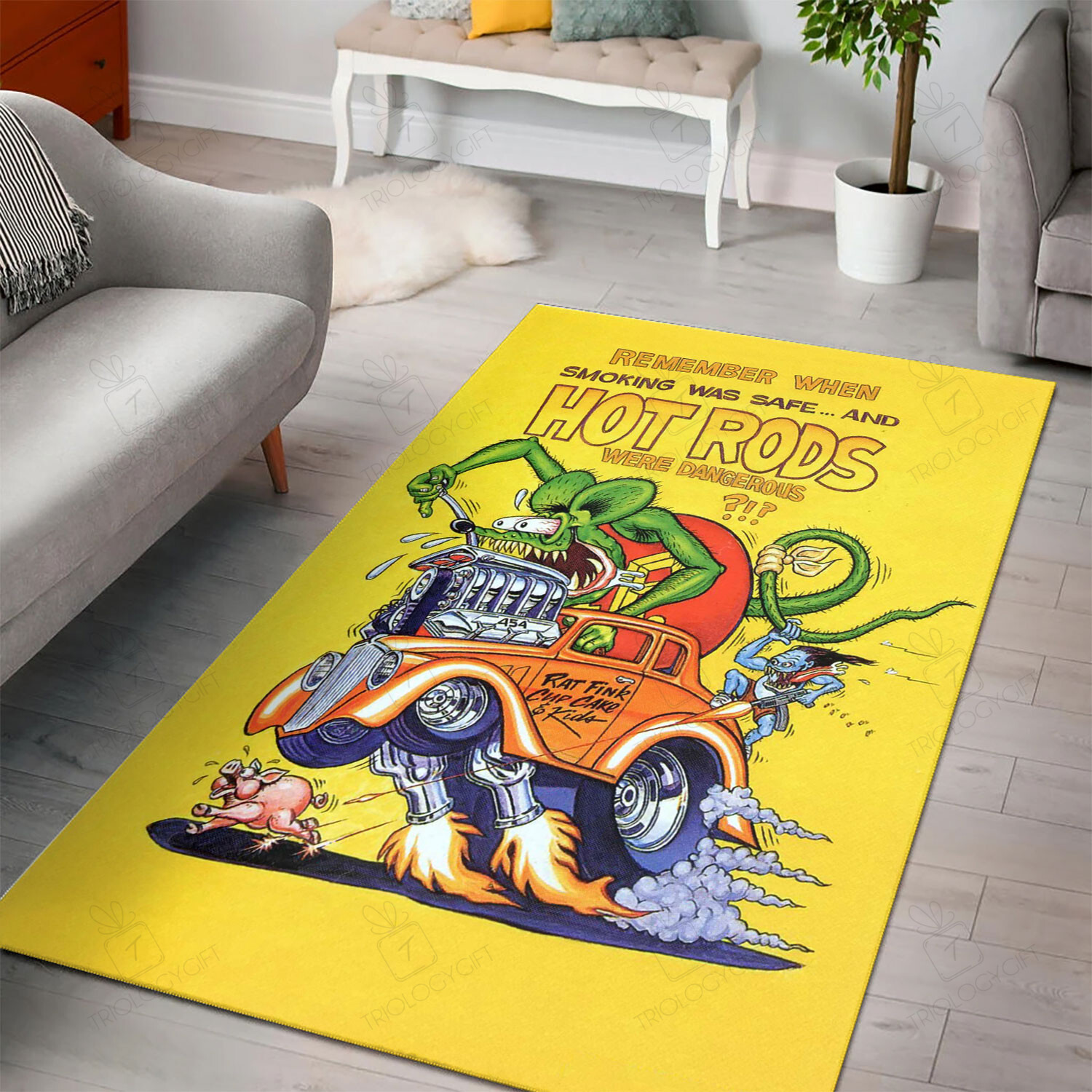 Rat Fink Remember When Hot Rods Rug Hot Rod Rug For Garage