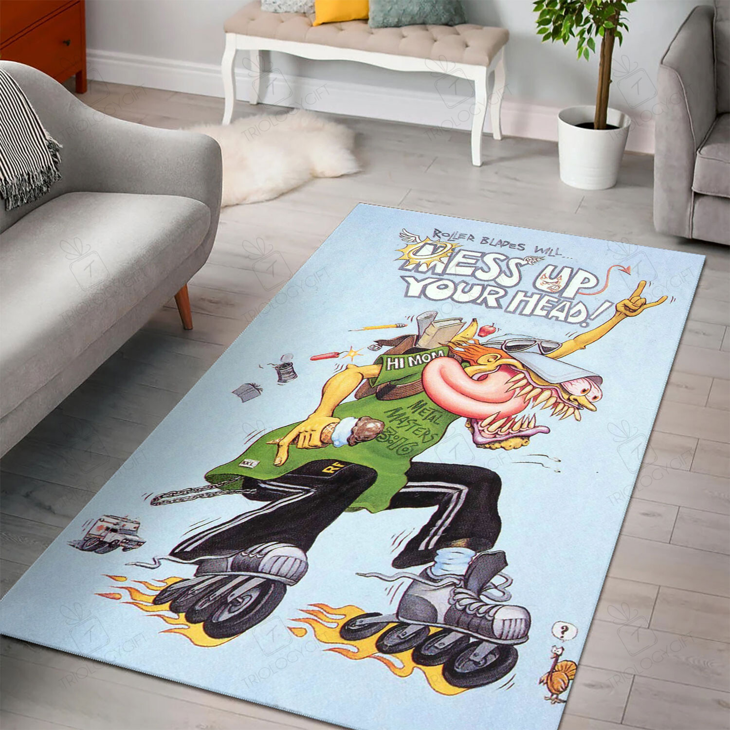 Rat Fink Roller Blades Will Mess Up Your Head Rug Hot Rod Rug For Garage