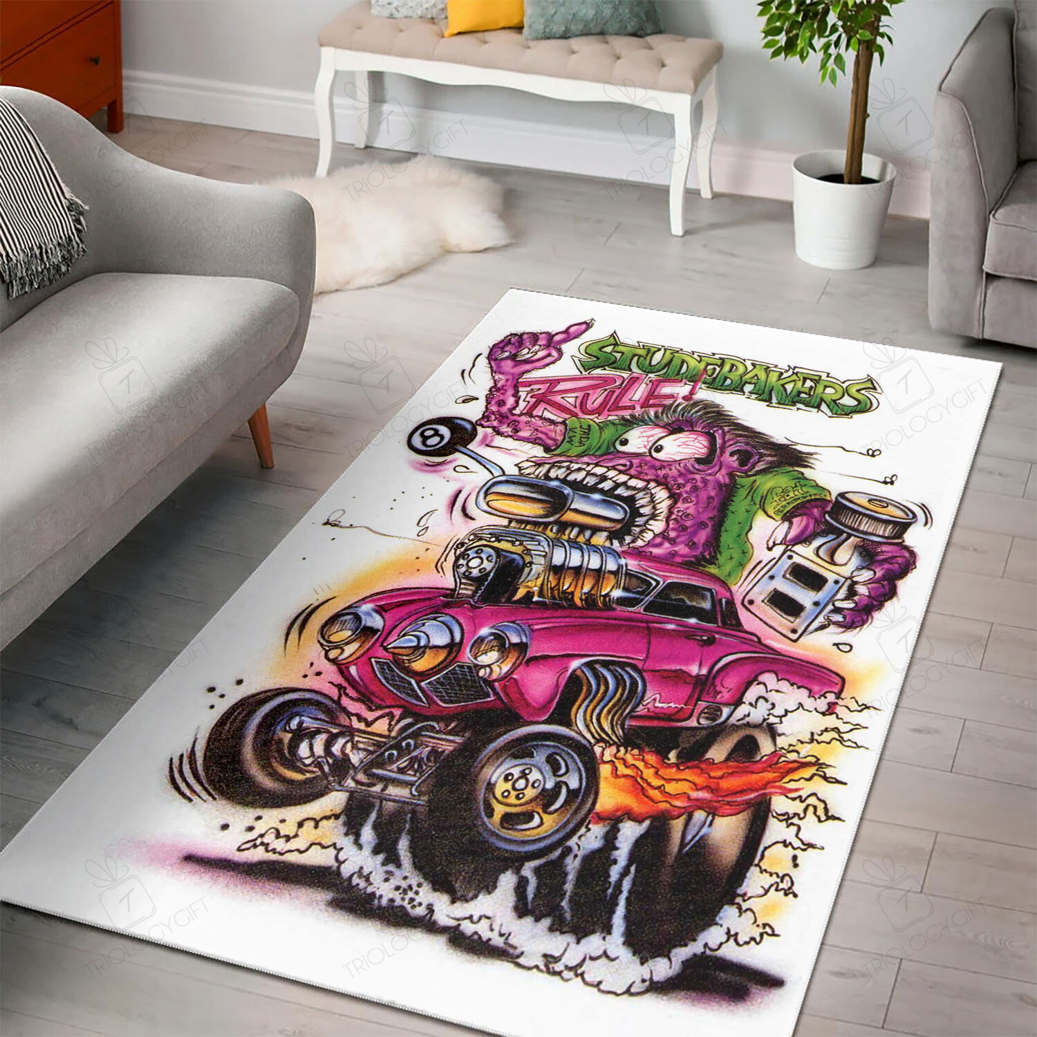 Rat Fink Studebakers Rule Rug Hot Rod Rug For Garage