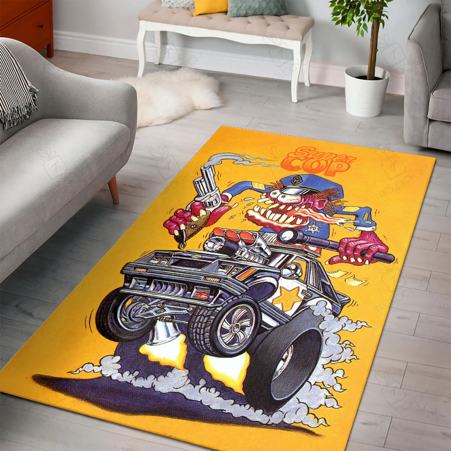 Rat Fink Super Cop Rug Hot Rod Rug For Garage