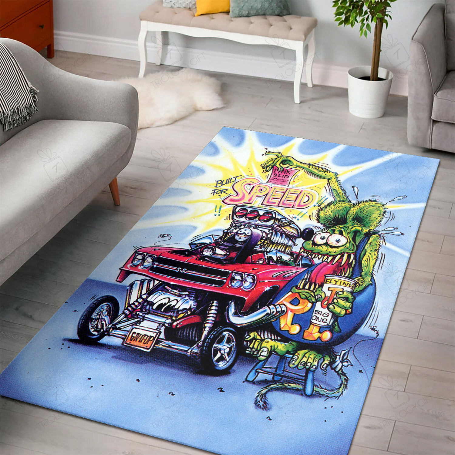 Rat Fink Built For Speed Rug Hot Rod Rug For Garage