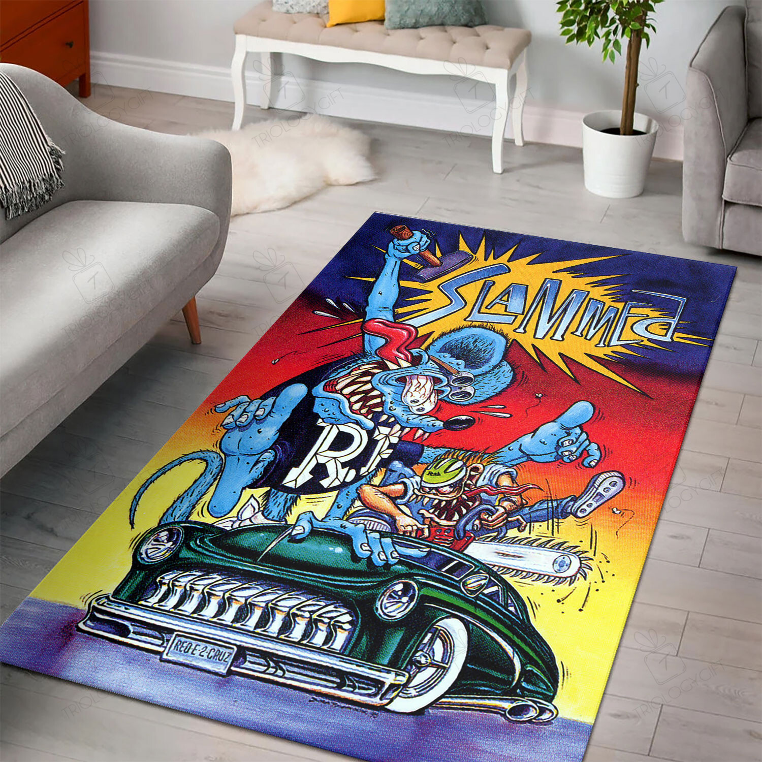 Rat Fink Slammed Rat Fink Rug Hot Rod Rug For Garage