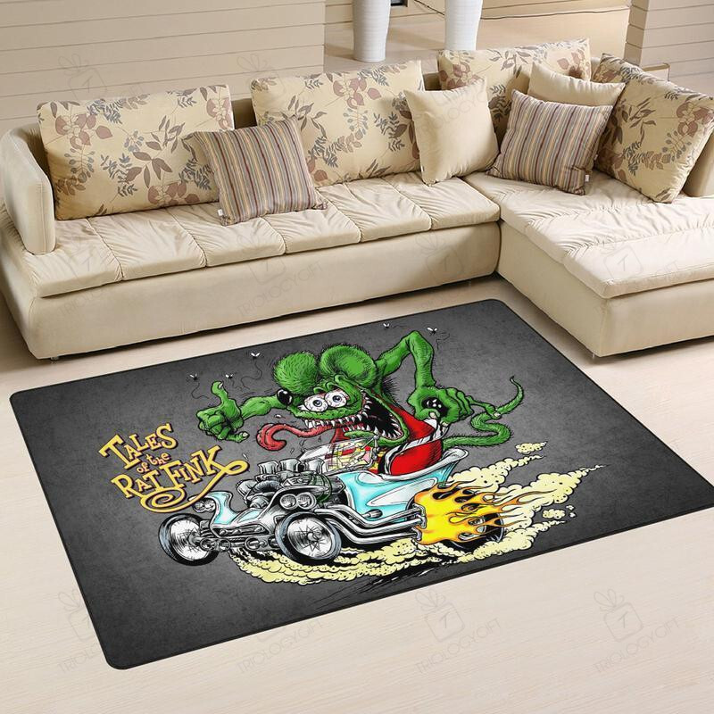 Tales Of The Rat Fink Hot Rod Area Rug Hot Rod Rug For Garage
