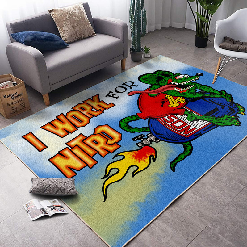 Rat Fink I Work For Nitro Rug Hot Rod Rug For Garage
