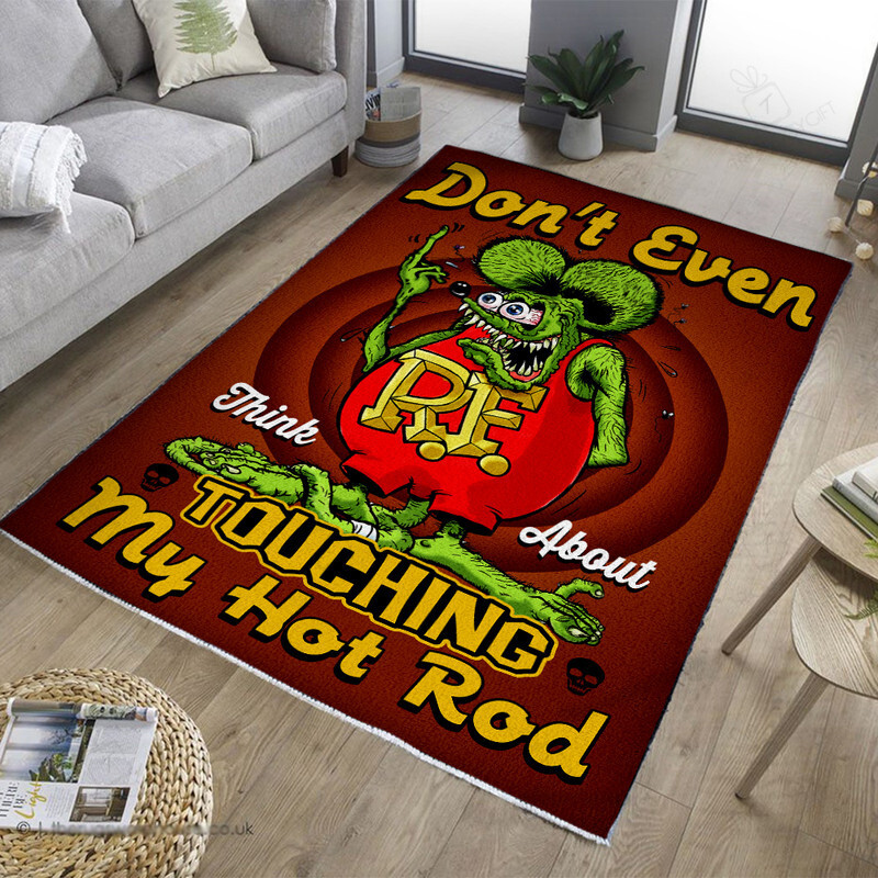 Rat Fink DonT Event Think About Touching My Rat Fink Rug Hot Rod Rug For Garage