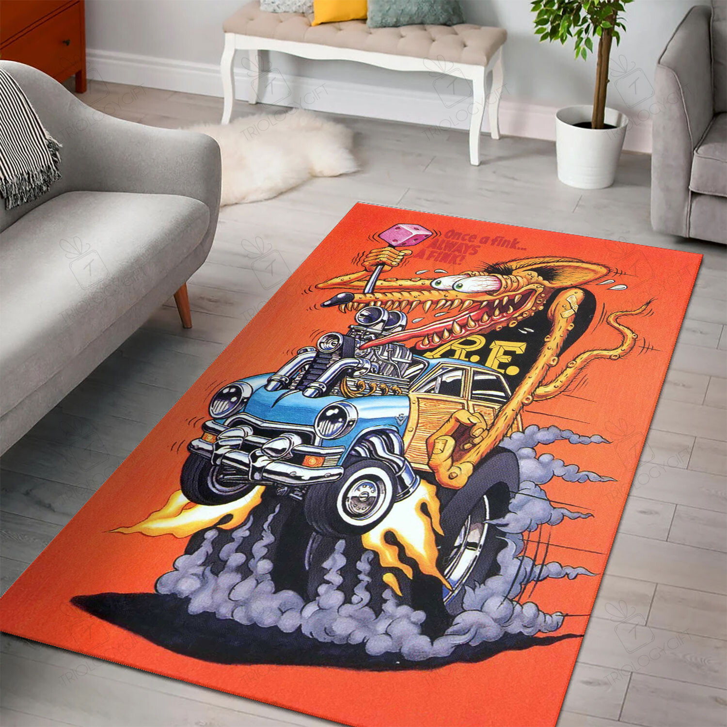 Rat Fink Once A Fink Always A Fink Rug Hot Rod Rug For Garage