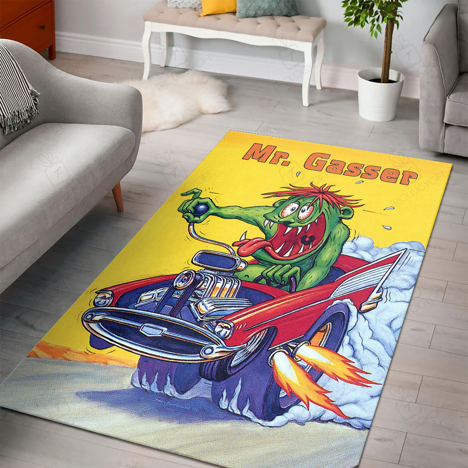 Personalized Mr Gasser Rat Fink Rug Hot Rod Rug For Garage
