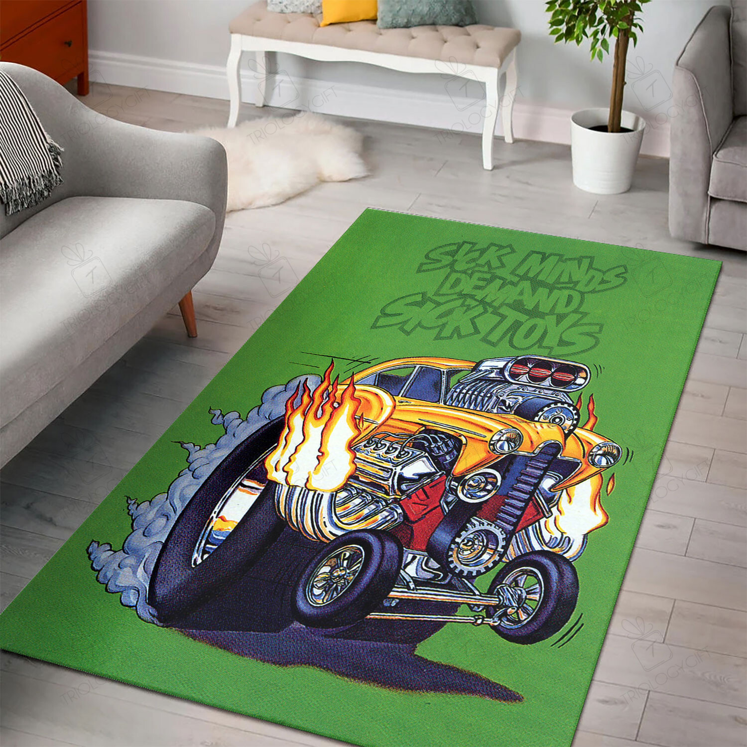Rat Fink Sick Minds Sick Toys Rug Hot Rod Rug For Garage