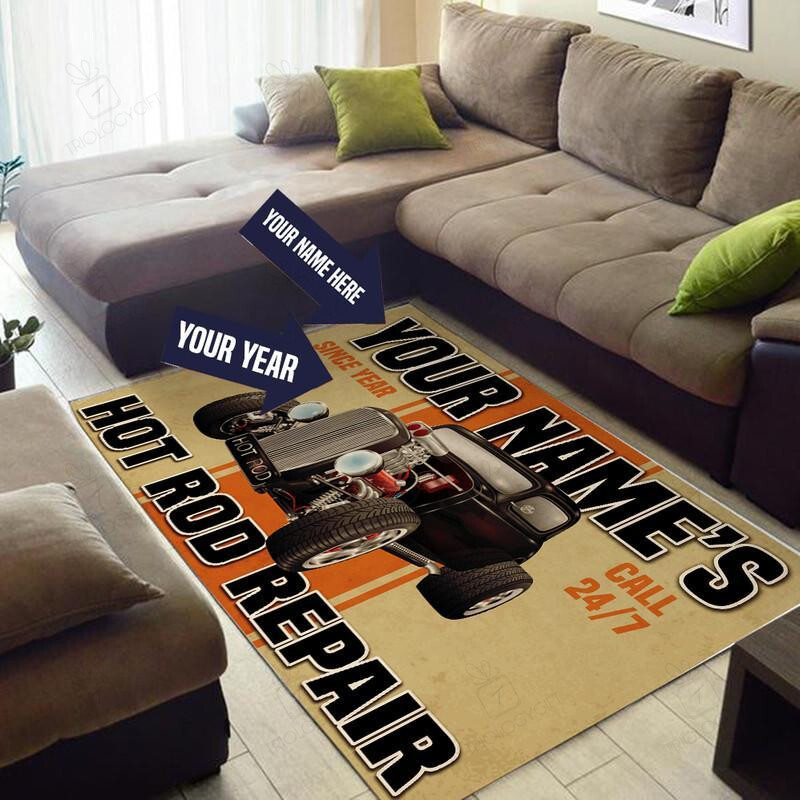 Personalize Hot Rod Repair Area Rug For Home Decoration