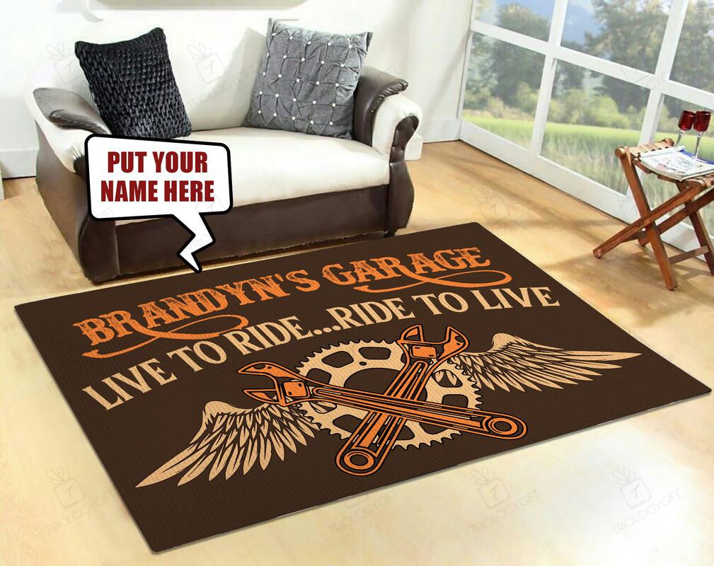 Personalized Live To Ride Motocycle Rug  Perfect Gift For Hot Rod Lovers