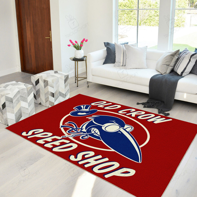 Old Crow Speed Shop Hot Rod Rug  Vintage Style Rug For Hot Rod Admirers