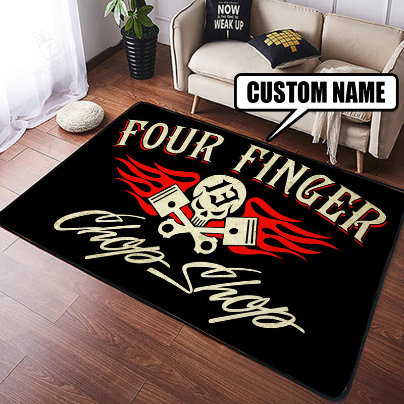 Personalized Chop Shop Hot Rod Rug  Unique Home Decor For Hot Rod Enthusiasts