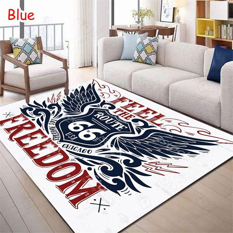 Feel The Route 66 Usa Los Angeles Chicago Freedom  Route 66 Area Rug For Home Decoration