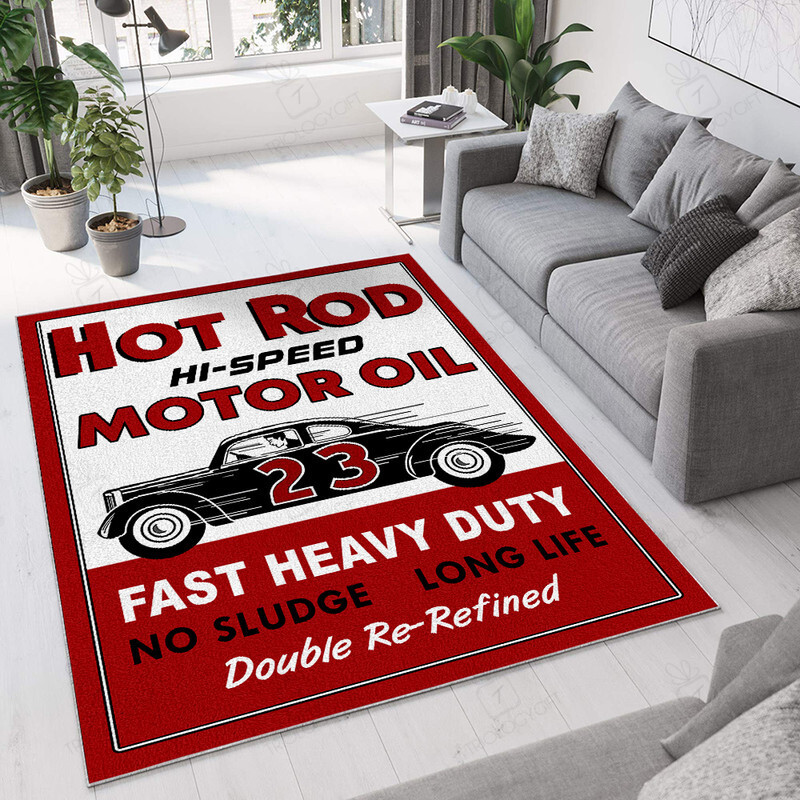 Hot Rod Hi Speed Motor Oil Area Rug For Home Decoration