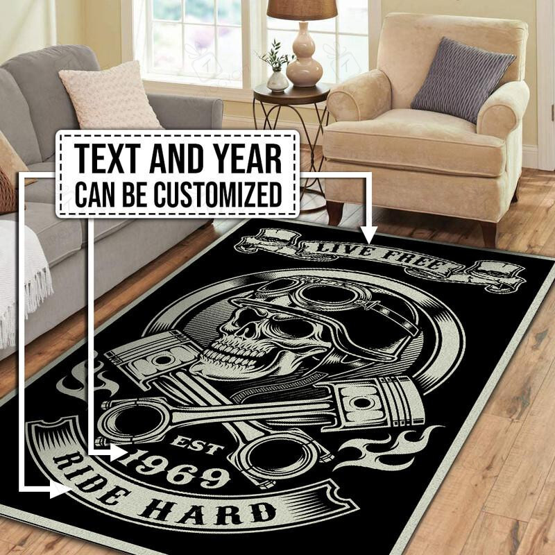 Personalized Biker Motorcycle Rug For Home Decoration