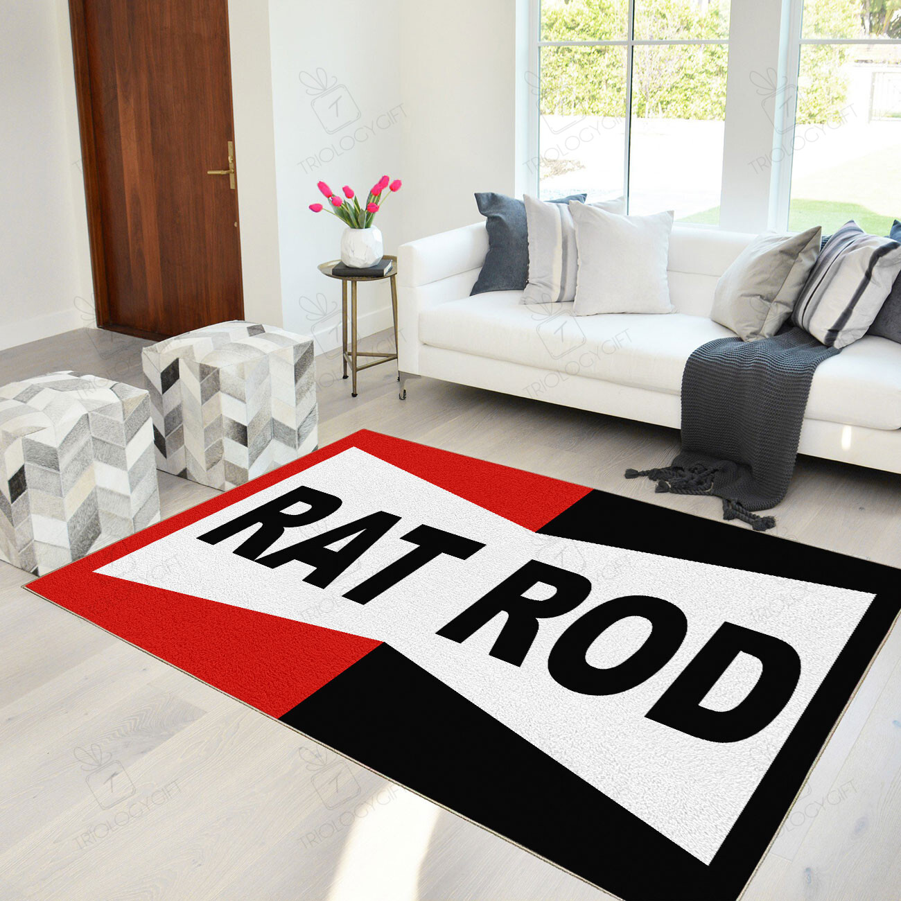 Rat Rod Area Rug For Garage Decoration