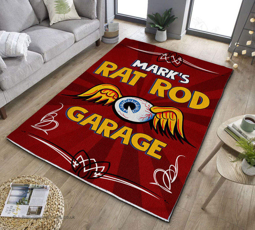 Personalized Rat Rod Garage Hot Rod Rug For Home Decoration