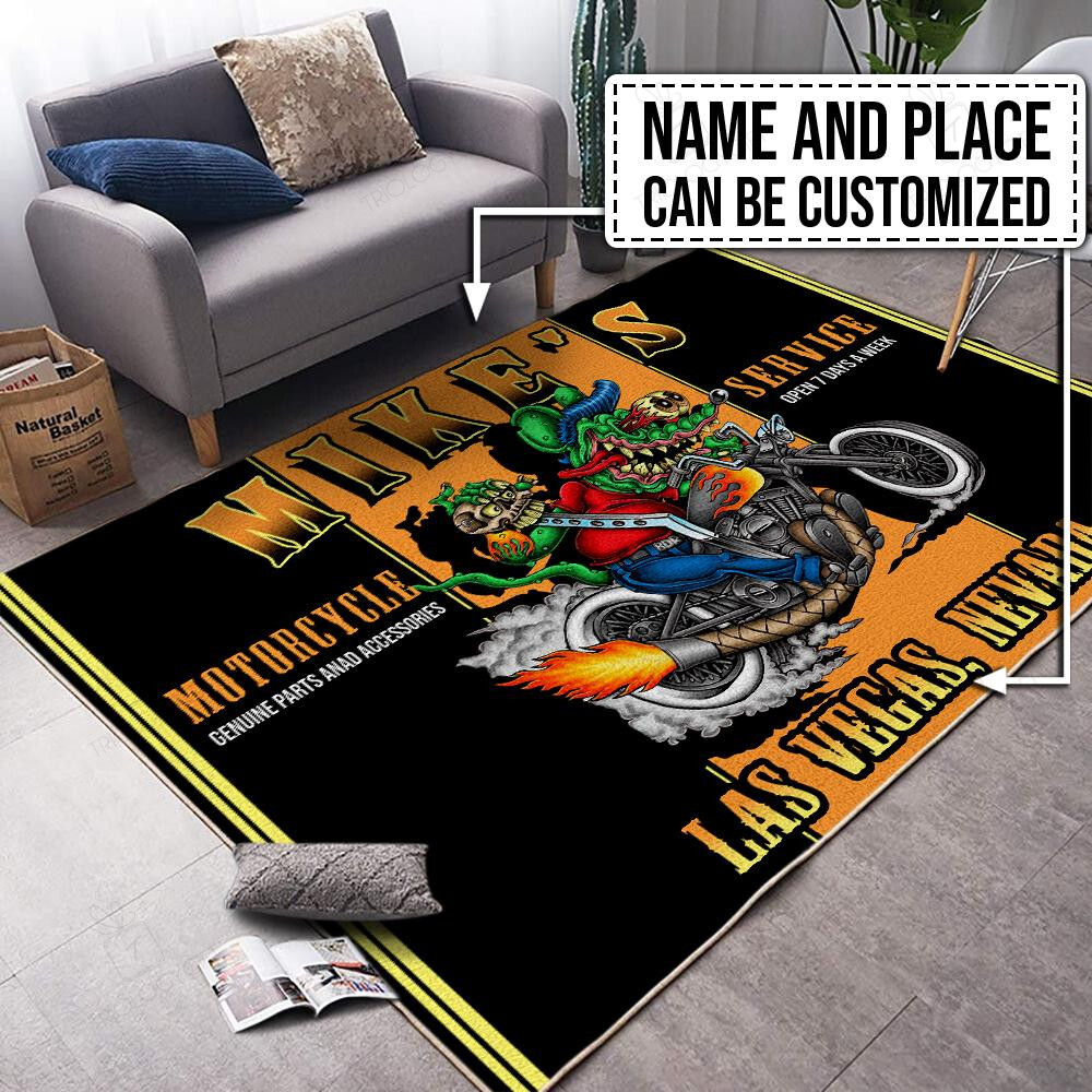 Personalized Motorcycle And Service Rug For Unique Home Decor
