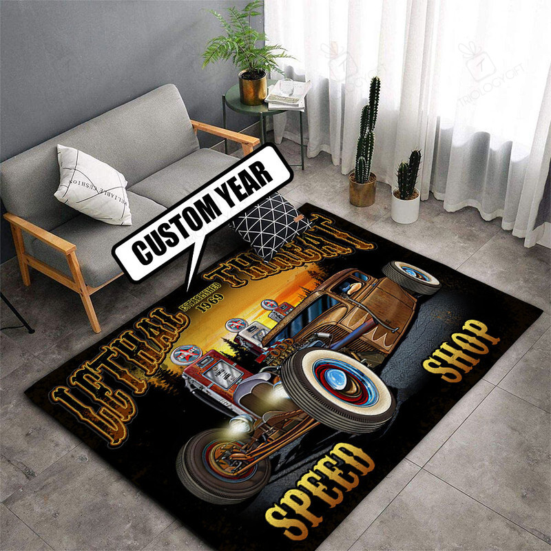 Personalized Lethal Threat Speed Shop Hot Rod Rug For Home Decor