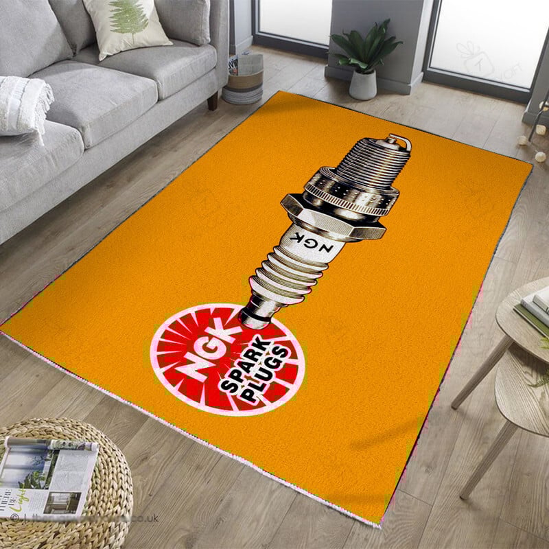 Hot Rod Garage Spark Plug Rug For Custom Home Decor