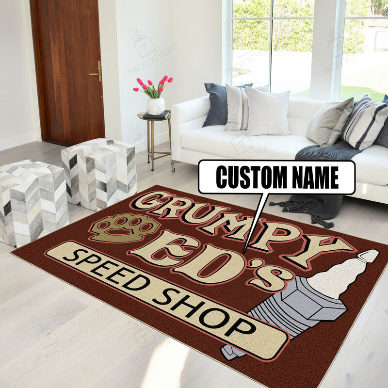 Grumpy Speed Shop Hot Rod Area Rug For Garage Decoration