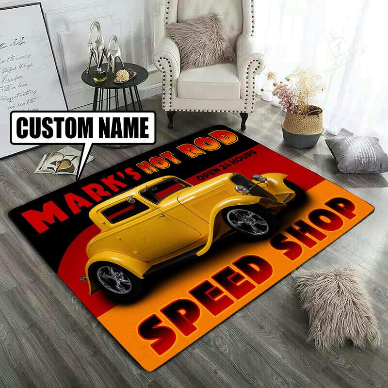 Personalized Open 24H Garage Speed Shop Rug For Home Decor
