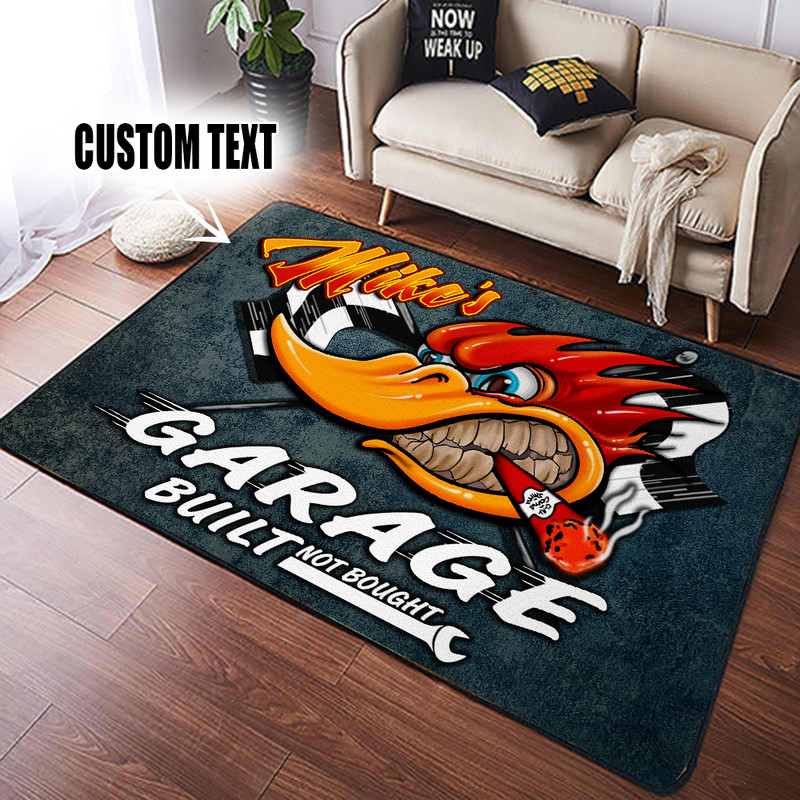 Personalized Kustom Kultrure Old School Hot Rod Garage Area Rug For Hot Rod Lovers