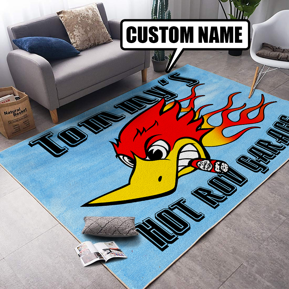 Personalized Hot Rod Garage Rug