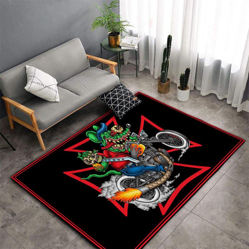 Embrace The Biker Spirit With The Rat Fink Motorcycle Rug  Perfect For Biker Dens