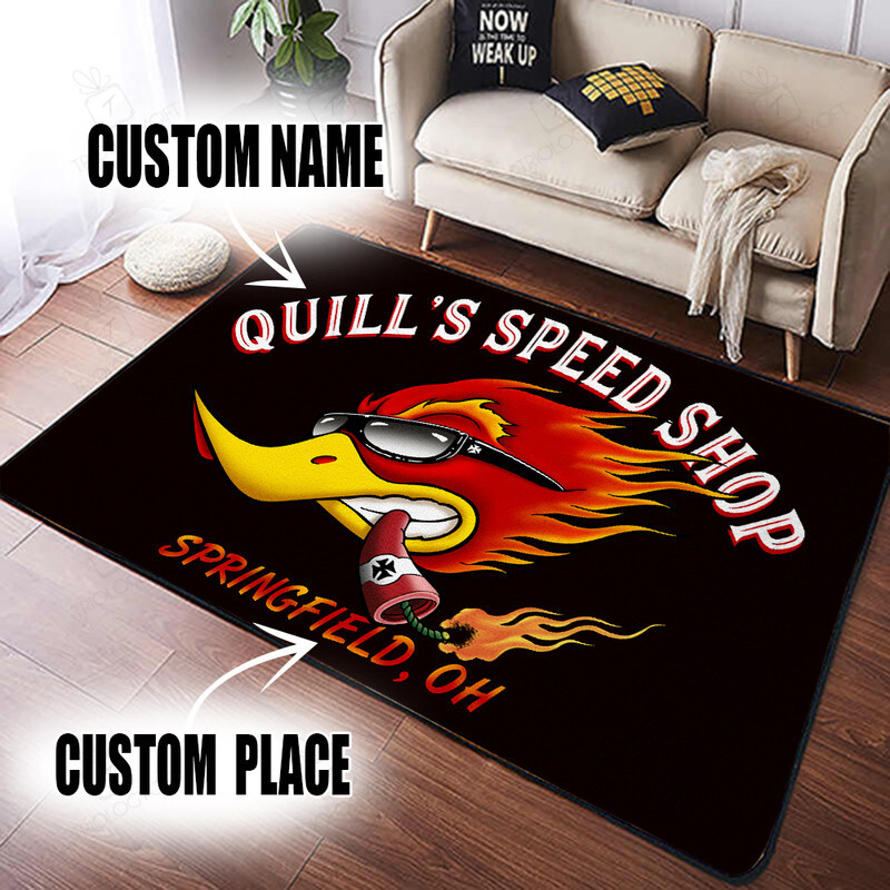 Personalized Hot Rod Speed Shop Area Rug For Garage