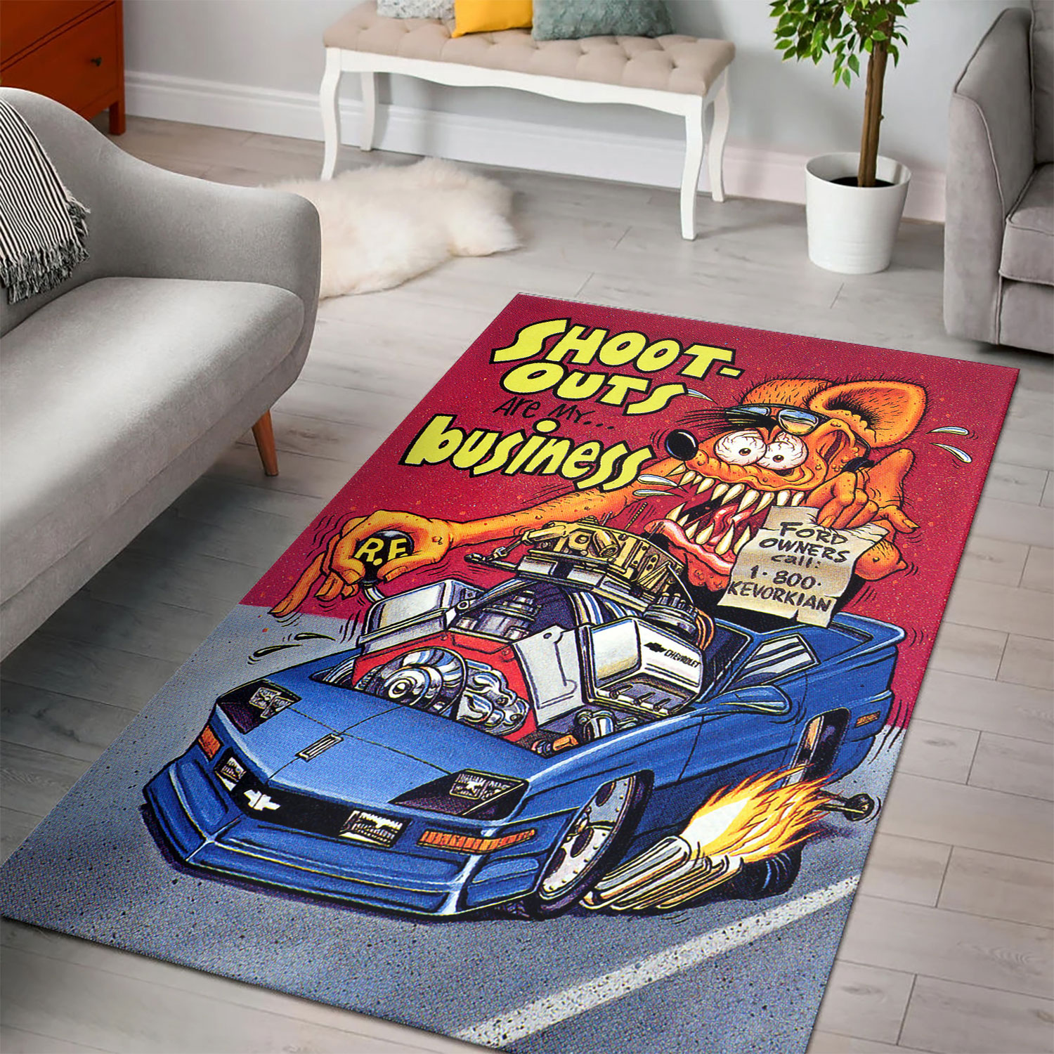 Shoot Outs Are My Business  Rat Fink Rug For The Bold And Fearless