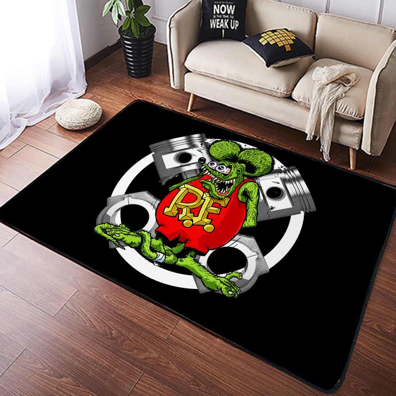 Rev Up Your Space With The Car Engine Rat Fink Rug  Perfect For Auto Enthusiasts