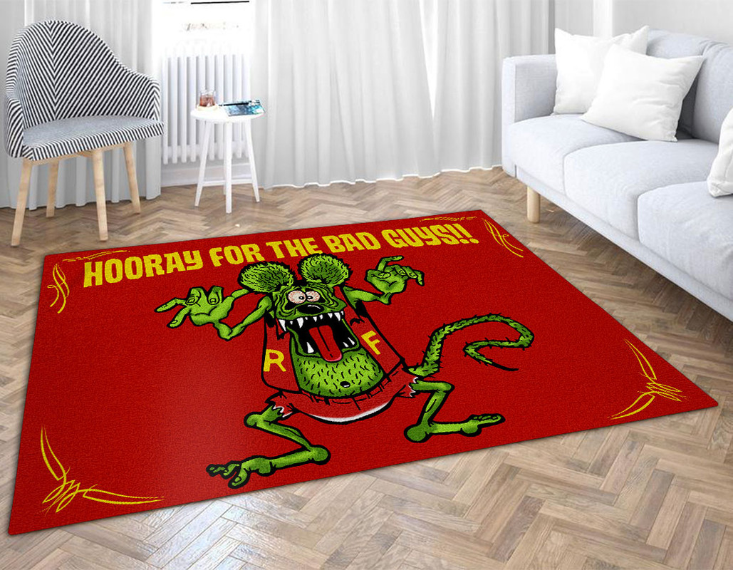 Hooray For The Bad Guys Rat Fink Rug  A Cool Addition To Your Garage