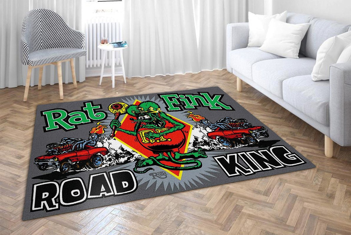 Rule The Road With The Rat Fink Road King Area Rug  Perfect For Motorcycle Lovers