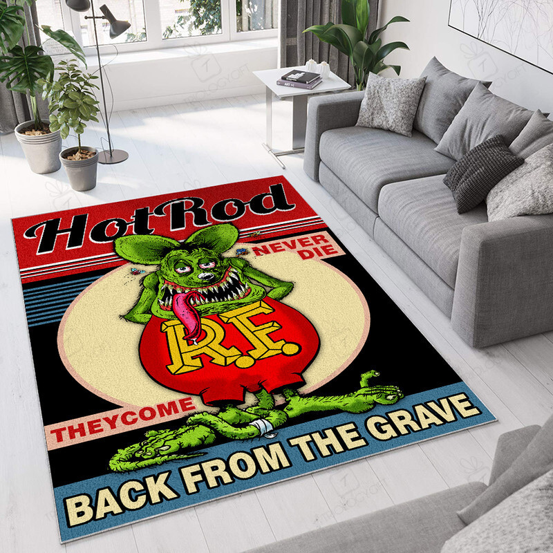 Rat Fink Hot Rods Never Die They Rise From The Grave  Unique Garage Rug