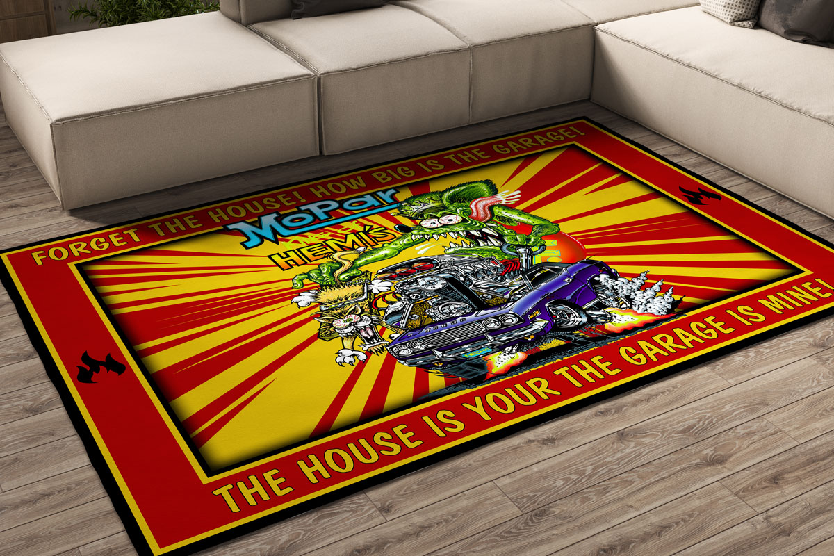 Forget The House How Big Is The Garage Rat Fink Rug  Ideal For Car Enthusiasts