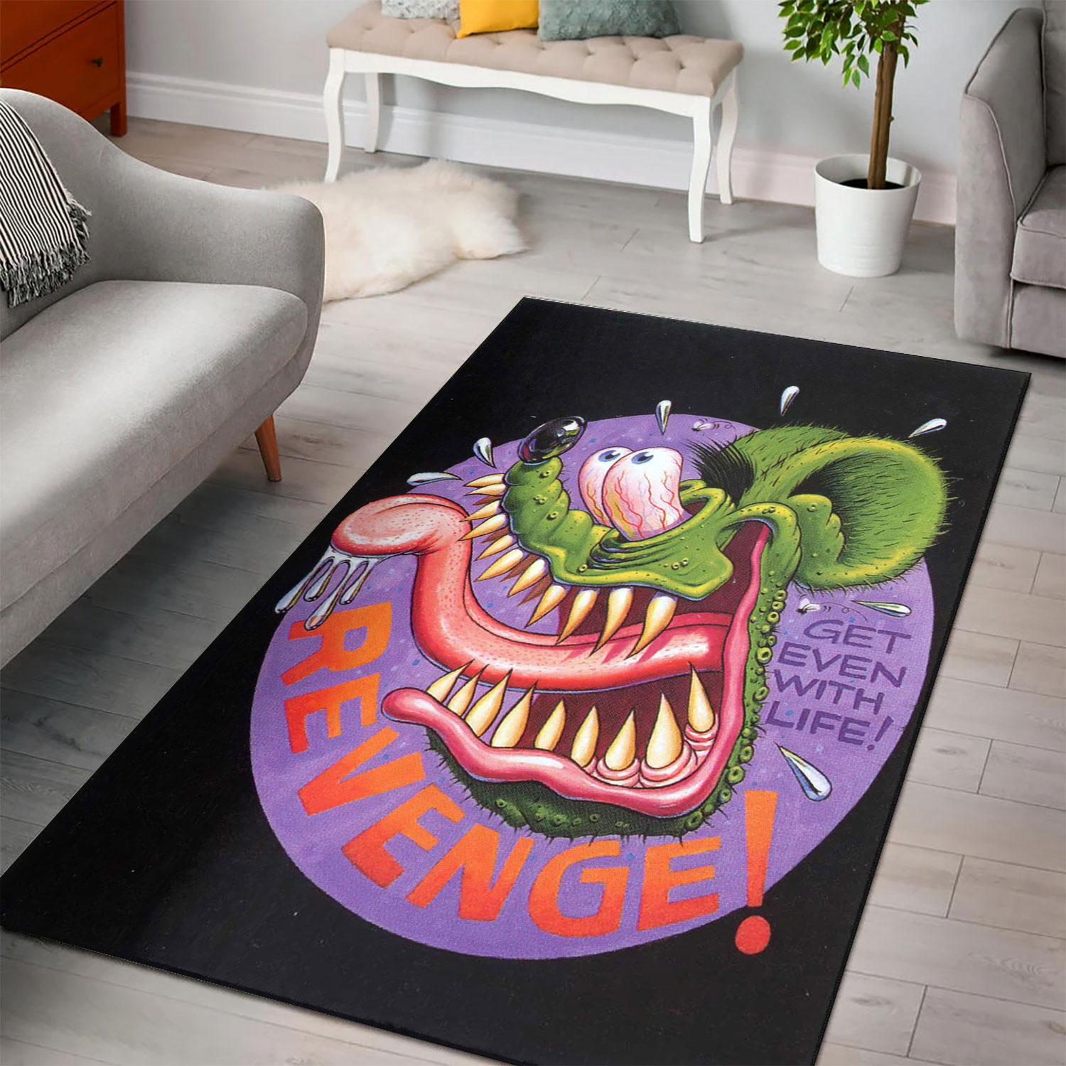 Get Even With Life On This Rat Fink Rug  Personalizable And Stylish