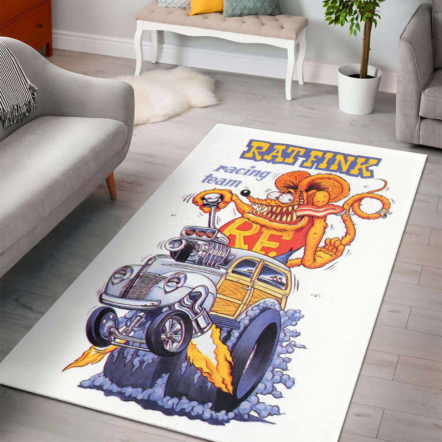Join The Rat Fink Racing Team With This Hot Rod Rug  Perfect For Motorsport Fans